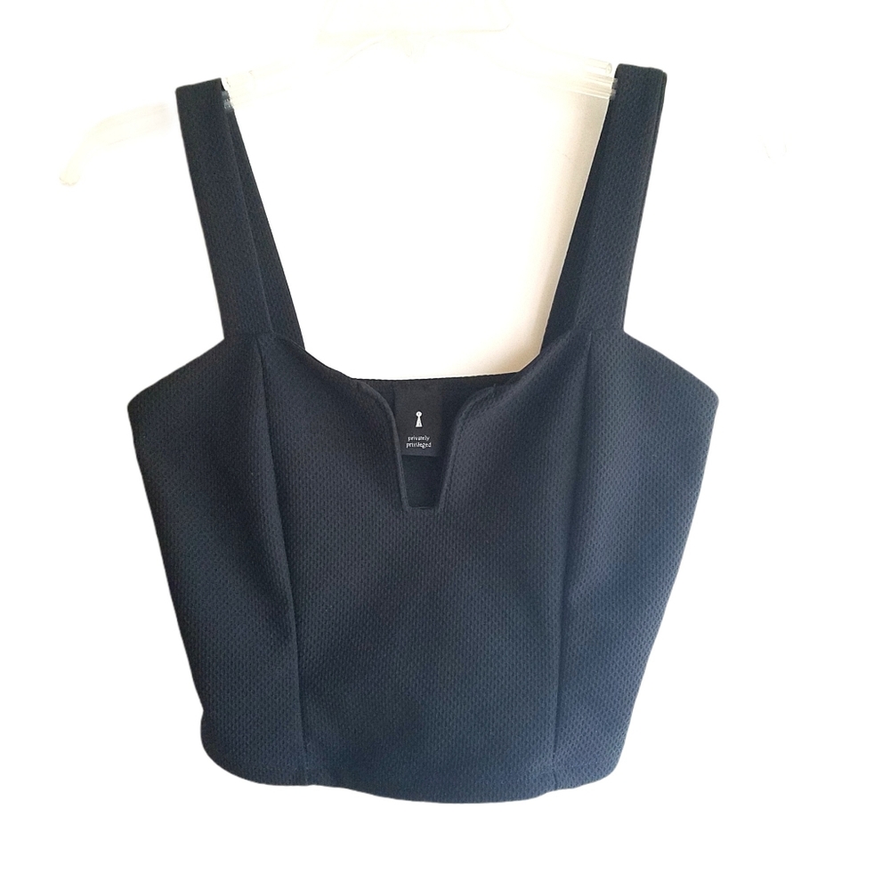 Privately Priviledged Sleeveless Black Crop Top Size Medium